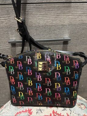 Dooney & Bourke Black Multicolor DB Logo Crossbody Purse
